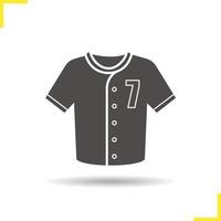 Baseball-T-Shirt-Symbol. negativen Raum. Schlagschatten-Silhouette-Symbol. Uniformhemd des Softballspielers. isolierte Vektorgrafik vektor