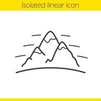 berg linjär ikon. internationella dagen för bergsklättring emblem. tunn linje illustration. alpinism och vandringskontursymbol. vektor isolerade konturritning