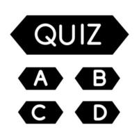 Trivia-Quiz-Glyphe-Symbol. Frage-Antwort-Spiel. Wettbewerb, Wettbewerb. geistige Übung. Wissen, Intelligenztest. Lösungsfindung. Silhouette-Symbol. negativen Raum. isolierte Vektorgrafik vektor