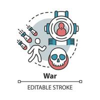 krig koncept ikon. militär aktion idé tunn linje illustration. krigföring och terrorism. väpnade styrkor. offensiv. militär operation, blockad, belägring. vektor isolerade konturritning. redigerbar linje