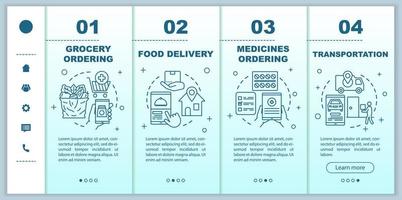 on demand-tjänster onboarding mobila webbsidor vektor mall. responsiv smartphone webbplats gränssnitt idé med linjära illustrationer. stegskärmar för e-handelswebbsidor. färg koncept