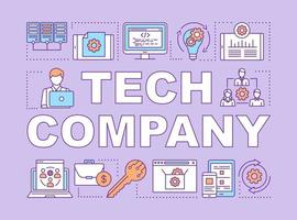 tech företaget ordet koncept banner. modernt företag, it-industripresentation, hemsida. isolerade bokstäver typografi idé med linjära ikoner. vektor kontur illustration. datateknik