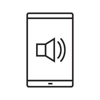 Lineares Symbol für die Smartphone-Soundsteuerung. dünne Linie Abbildung. Smartphone mit Lautsprecherwellen. Lautstärke auf Kontursymbol. Vektor isolierte Umrisszeichnung