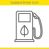 Lineares Symbol für das Öko-Kraftstoffkonzept. dünne Linie Abbildung. Symbol für die Kontur der Tankstelle. Vektor isolierte Umrisszeichnung