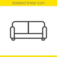 Couch lineares Symbol. moderne bequeme Möbel. Hauseinrichtungsartikel dünne Linie Abbildung. gepolstertes Sofa Kontursymbol. Vektor isolierte Umrisszeichnung