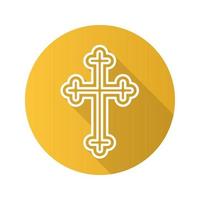 kristna krucifix platt linjär lång skugga ikon. påskkors. vektor linje symbol