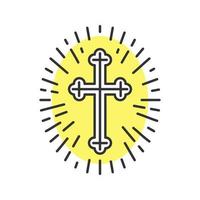 Kirche Kruzifix Farbsymbol. Kreuz mit Licht herum. isolierte Vektorillustration vektor