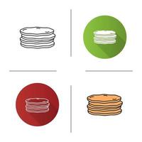 pitabröd ikon. platt design, linjär och färgstilar. arabiskt bröd. isolerade vektorillustrationer vektor