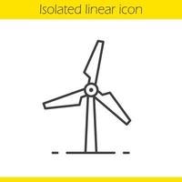 väderkvarn linjär ikon. tunn linje illustration. vind eko energi kontur symbol. vektor isolerade konturritning