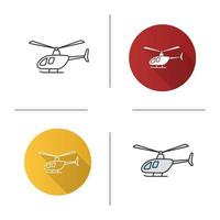 helikopter ikon. platt design, linjär och färgstilar. isolerade vektorillustrationer vektor