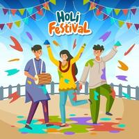 firande av holi festival koncept vektor