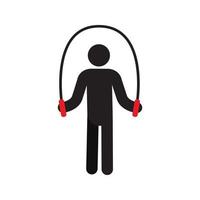 Manntraining mit Springseil-Silhouette-Symbol. Sportler. isolierte Vektorillustration vektor