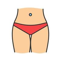 smal kvinna midja färgikon. bikinizon. navel piercing. isolerade vektor illustration