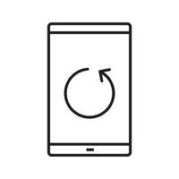 Lineares Symbol für die Schaltfläche zum erneuten Laden von Smartphones. dünne Linie Abbildung. Smartphone Neustart Kontursymbol. Vektor isolierte Umrisszeichnung