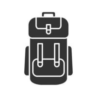 Camping-Rucksack-Glyphe-Symbol. Rucksack, Rucksack. Silhouette-Symbol. negativen Raum. isolierte Vektorgrafik vektor