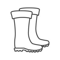 lineares Symbol für Gummistiefel. dünne Linie Abbildung. wasserdichte Schuhe. Angelausrüstung. Kontursymbol. Vektor isolierte Umrisszeichnung