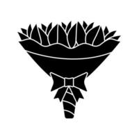 Hochzeitsblumenstrauß-Glyphe-Symbol. Brautstrauß. Hochzeitsblumen. Floristik. Blumenarrangement. Silhouette-Symbol. negativen Raum. isolierte Vektorgrafik vektor