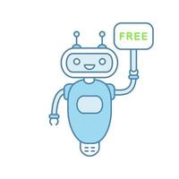 chatbot med gratis i pratbubblan färgikon. gratis talkbot för kundsupport. virtuell assistent. modern robot. isolerade vektor illustration