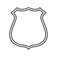 Abzeichen, lineares Symbol des Emblems. dünne Linie Abbildung. Feuerwehrmann oder Polizist Etikett. Kontursymbol. Vektor isolierte Umrisszeichnung