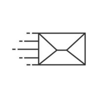 utskick linjär ikon. flygande kuvert. tunn linje illustration. korrespondens. snabbt meddelande. e-kontursymbol. vektor isolerade konturritning