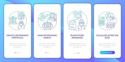 bygga pengar kapital onboarding mobil app sidskärm. planera framtida utgifter genomgång 4 steg grafiska instruktioner med koncept. ui, ux, gui vektormall med linjära färgillustrationer vektor