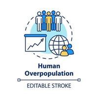 mänsklig överbefolkning koncept ikon. ökad födelsetal. internationell befolkning. ekologiskt fotavtryck. samhället idé tunn linje illustration. vektor isolerade kontur rgb färg ritning. redigerbar linje