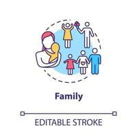 Symbol für das Familienkonzept. liebevolle Beziehung. Selbstbau für ein erfülltes Leben. Paarplanung für Kinder Idee dünne Linie Illustration. Vektor isoliert Umriss RGB-Farbzeichnung. bearbeitbarer Strich