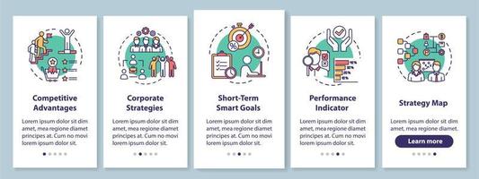 byggnadsföretag som startar mobilappsidan med koncept. smart mål. entreprenörskap genomgång 5 steg grafiska instruktioner. ui vektormall med rgb-färgillustrationer vektor