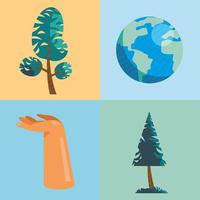 fyra miljö natur ikoner vektor