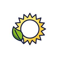 isolerade blad och sol ikon vektor design