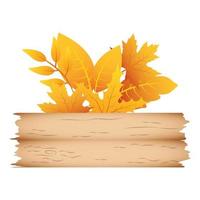 Herbstzweig mit Blättern und Holzetikett dekorative Krone vektor