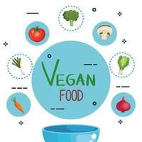 Veganes Essen Poster mit Gemüseset vektor