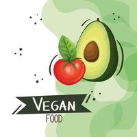 Veganes Essen Poster mit Tomate und Avocado vektor