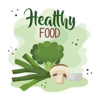 gesundes Essen Poster mit Brokkoli und Gemüse vektor