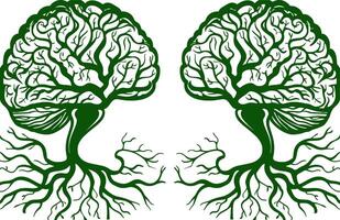 Grün Gehirn Baum Wurzeln vektor
