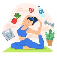 Yoga für einen gesunden Lebensstil vektor