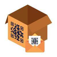 QR-Code im Umschlag- und Schachtelvektordesign vektor