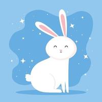 süßes Kaninchentier im blauen Hintergrund vektor