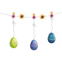 süße Eier Ostern dekoriert hängend vektor