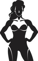 graciös vinster svart kvinna kondition logotyp ikon atletisk aura kvinna kondition logotyp i svart vektor