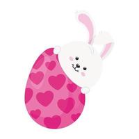 süßes Kaninchen mit Ei Ostern isolierte Symbol vektor