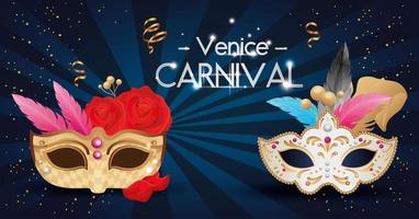 Karneval in Venedig mit Masken und Dekoration vektor