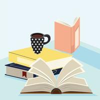 Bücher Literatur und Tasse vektor