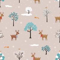 söta djur på vinter skog seamless mönster för jul eller nyår dekorativa vektor