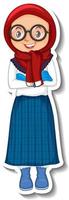 süßes muslimisches Mädchen im Winteroutfit-Cartoon-Charakter vektor