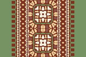 peruanisch Muster nahtlos australisch Ureinwohner Muster Motiv Stickerei, Pixel Ikat Stickerei Design zum drucken skandinavisch Muster Saree ethnisch Geburt Zigeuner Muster vektor