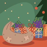 Weihnachtstasche und Geschenke vektor