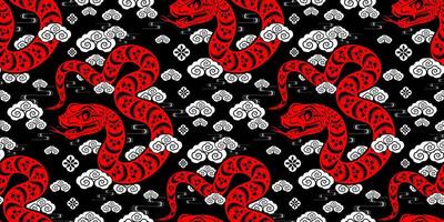sömlös mönster Lycklig kinesisk ny år 2025 de orm zodiaken tecken vektor