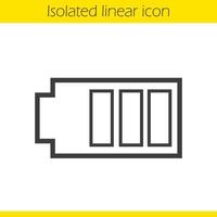 linjär batteriikon. laddning smartphone indikator tunn linje illustration. batteriladdningskontursymbol. vektor isolerade konturritning