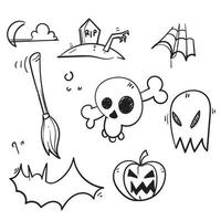 handritad doodle halloween ikon symbol illustration med tecknad stil vektor